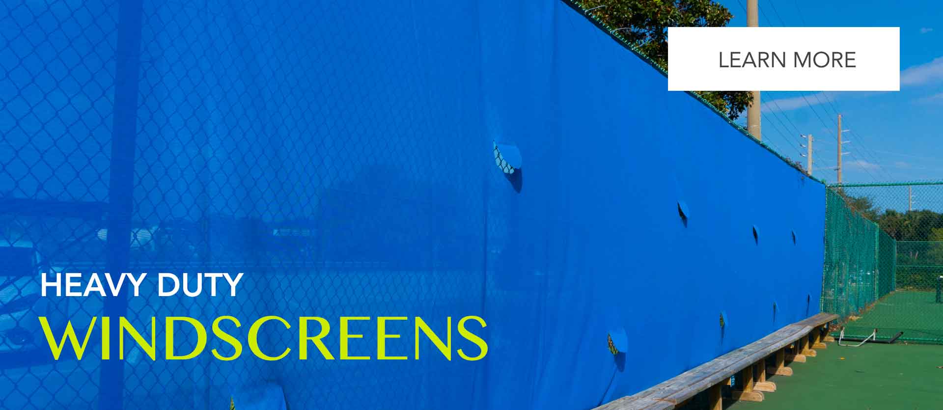 Extra heavy duty windscreens custome made to fit your tennis courts and baseball fields.