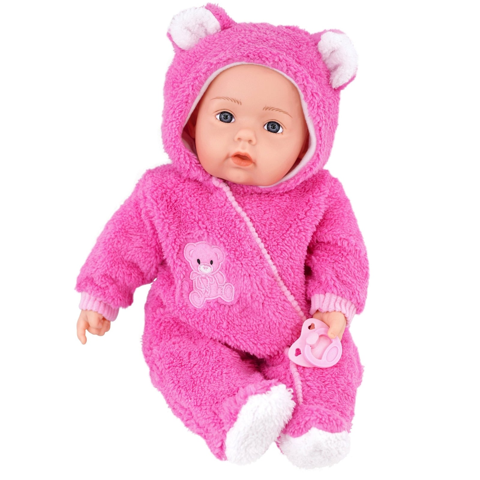 BiBi Doll Pink Bibi Baby Doll + Extra Outfit Soft Vinyl, Fabric Grey