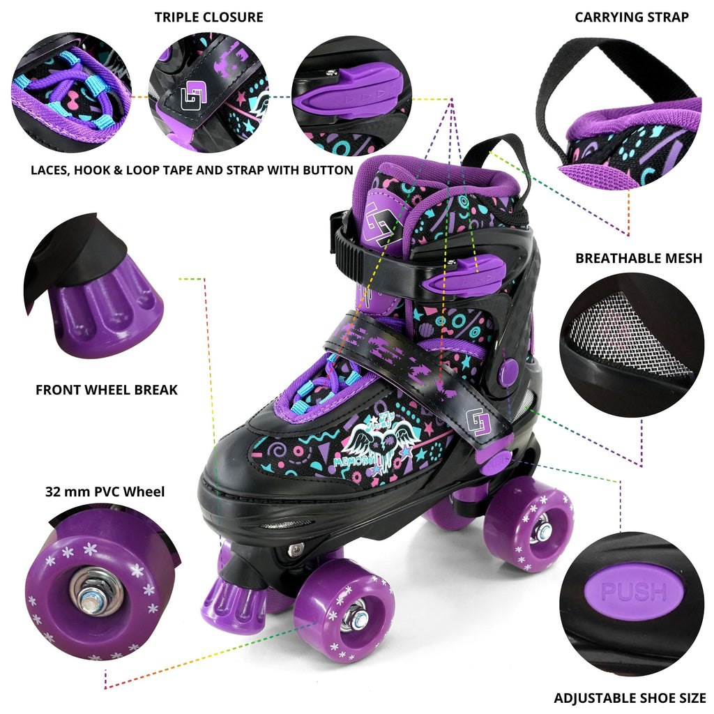 Purple Roller Skates for Kids with 4 Wheel - The Magic Toy Shop