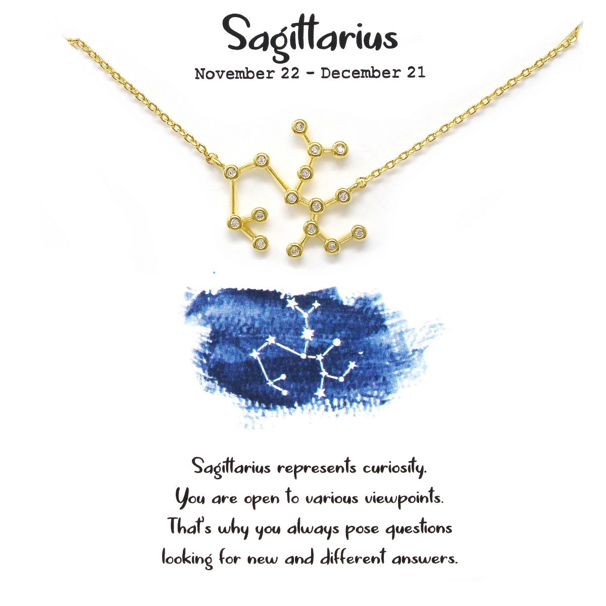 Tell Your Story: SAGITTARIUS CZ Pave Zodiac Necklace