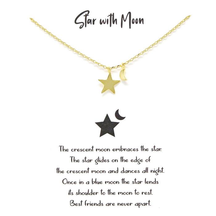 Tell Your Story: Star With Moon Simple Chain Necklace