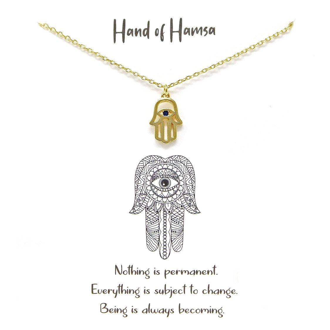 Tell Your Story: Hand of Hamsa Pendant Simple Chain Necklace