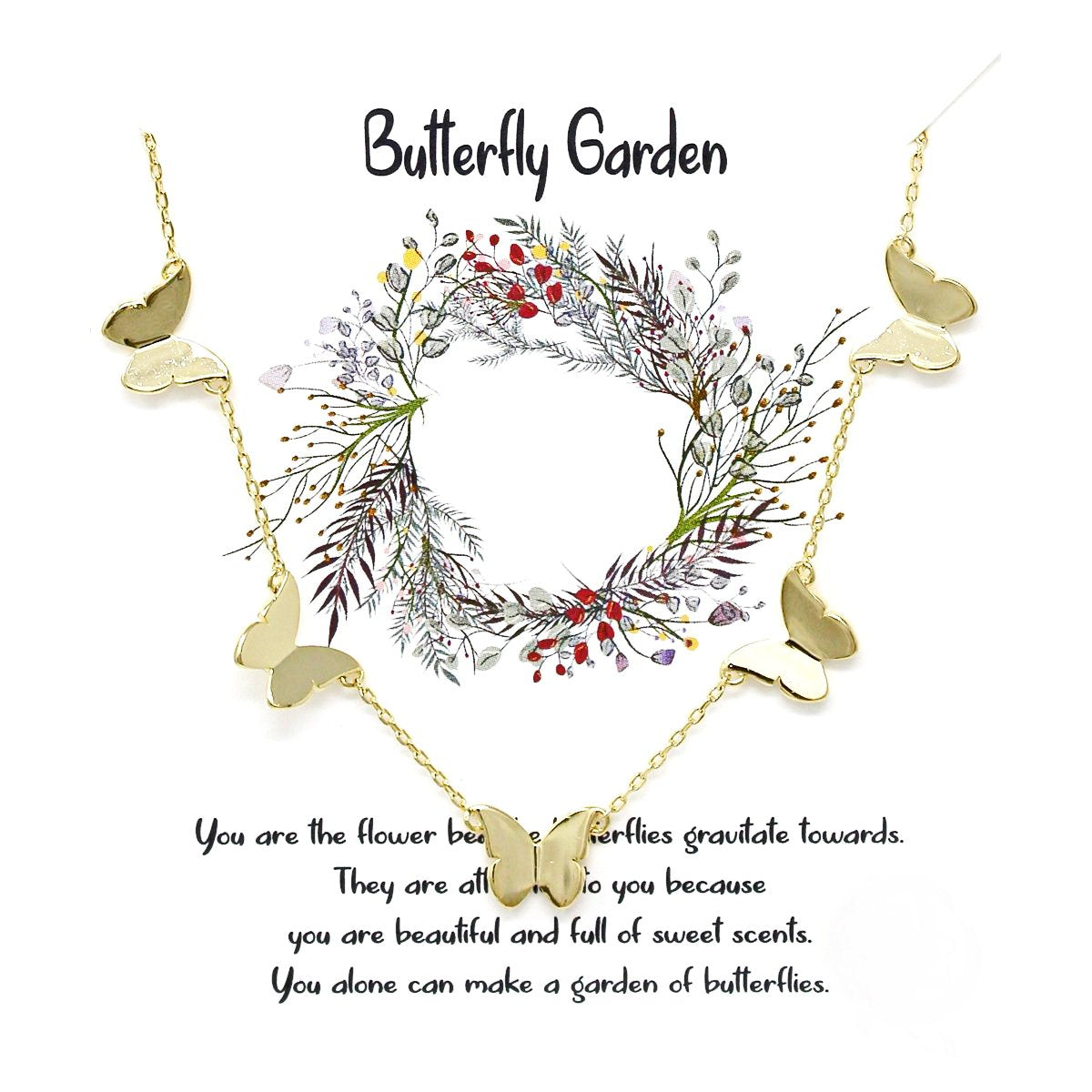 Tell Your Story: Butterfly Garden Butterfly Floating Pendant Simple Chain Necklace