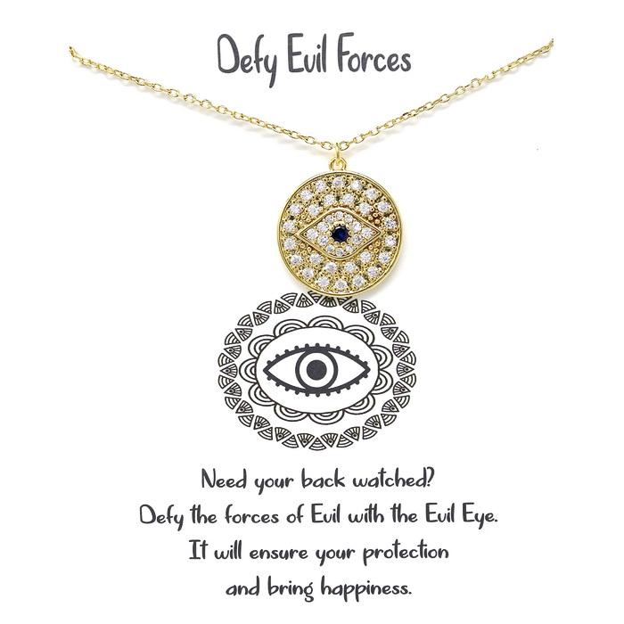 Tell Your Story: Defy Evil Eye Disc Pendant Simple Chain Short Necklace