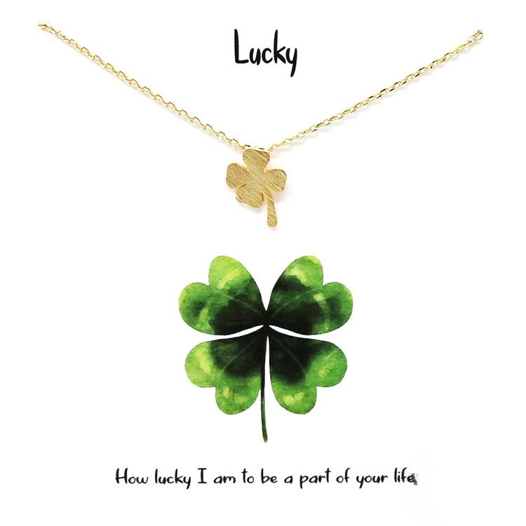 Tell Your Story: LUCKY Shamrock Pendant Simple Chain Necklace