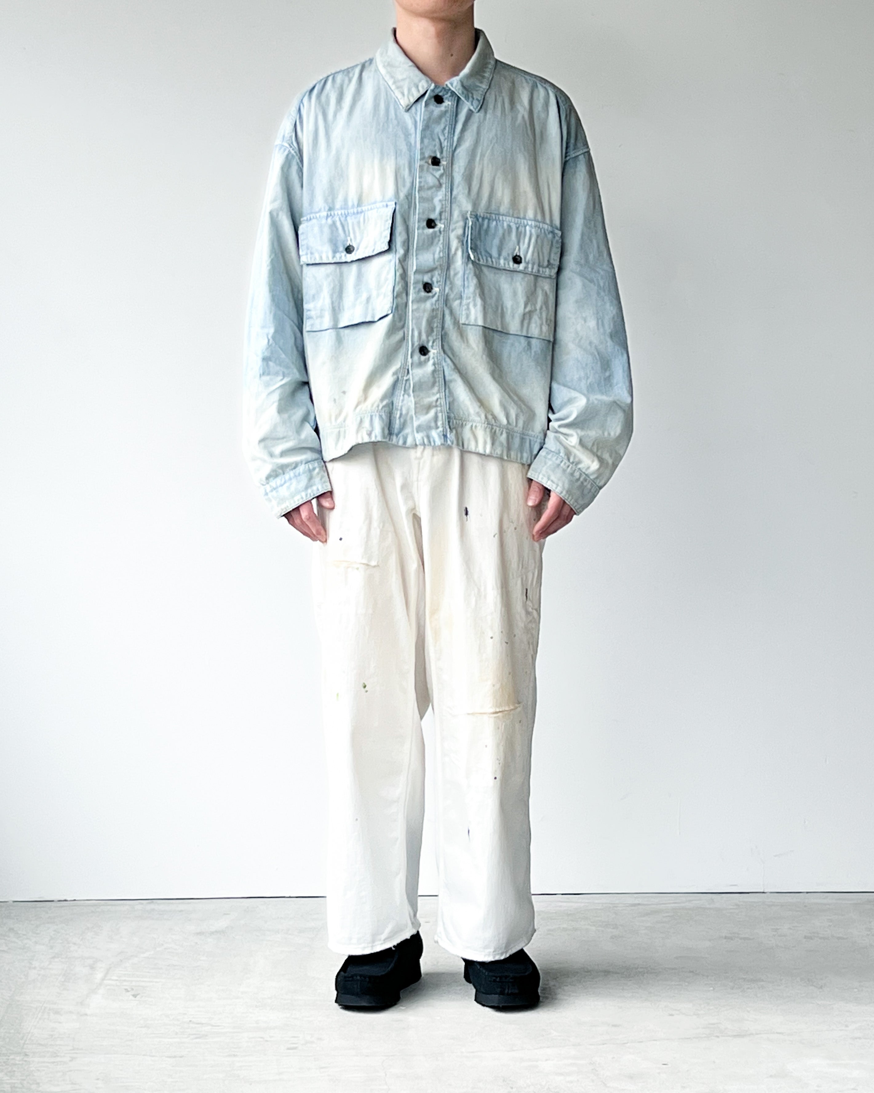 ANCELLM CHAMBRAY SHIRT JACKET DUSKY INDIGO - メンズファッション