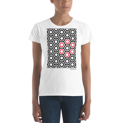 Androgynous White Geometric Short-Sleeve Shirt