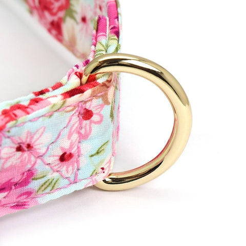 Metal D-ring on the Personalized Floral Collar