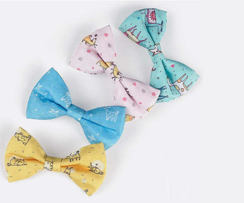 Cyan, Pink, Blue and Yellow Bowties