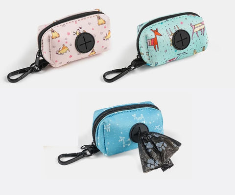 Pink, Cyan and Blue Poop Bag Pouches