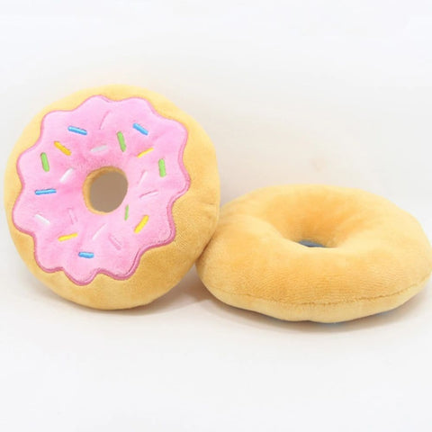 Strawberry Squeaky Donut Plush Toys placed on a blank background