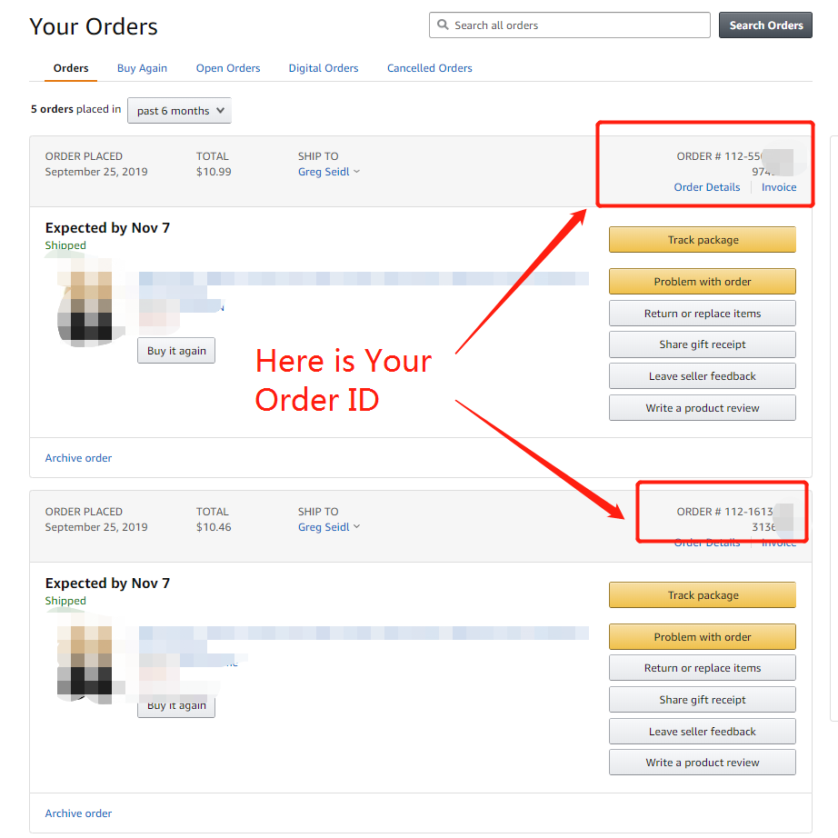 How to find my Amazon order ID? AWOW