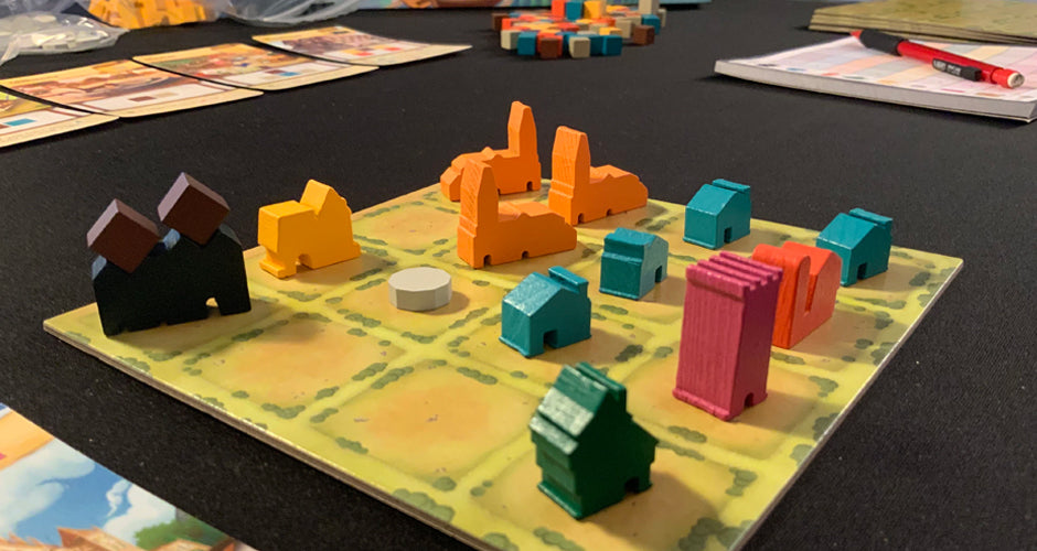 Tiny Towns Board Game Setup