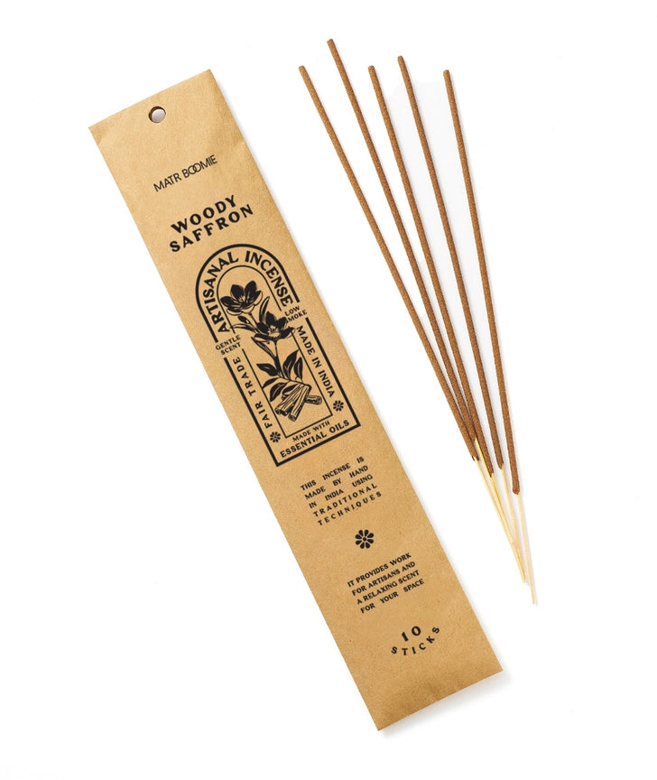 Woody Saffron Incense - 10 Sticks, Low Smoke