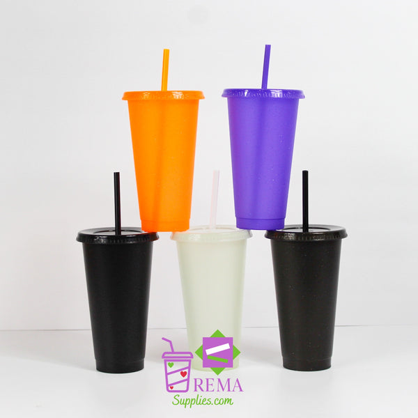 24oz Glitter Cold Cups, The Neon Collection Purple 5 Pack – Cali