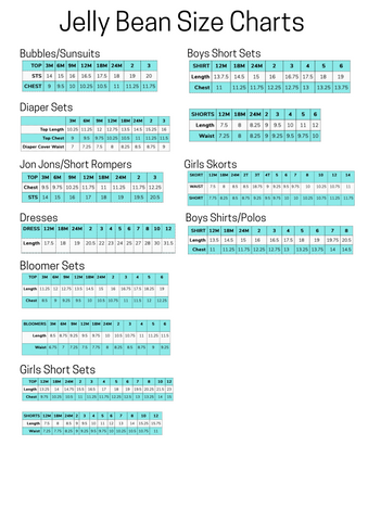 Jelly Bean Size Charts – KM Kreation Embroidery