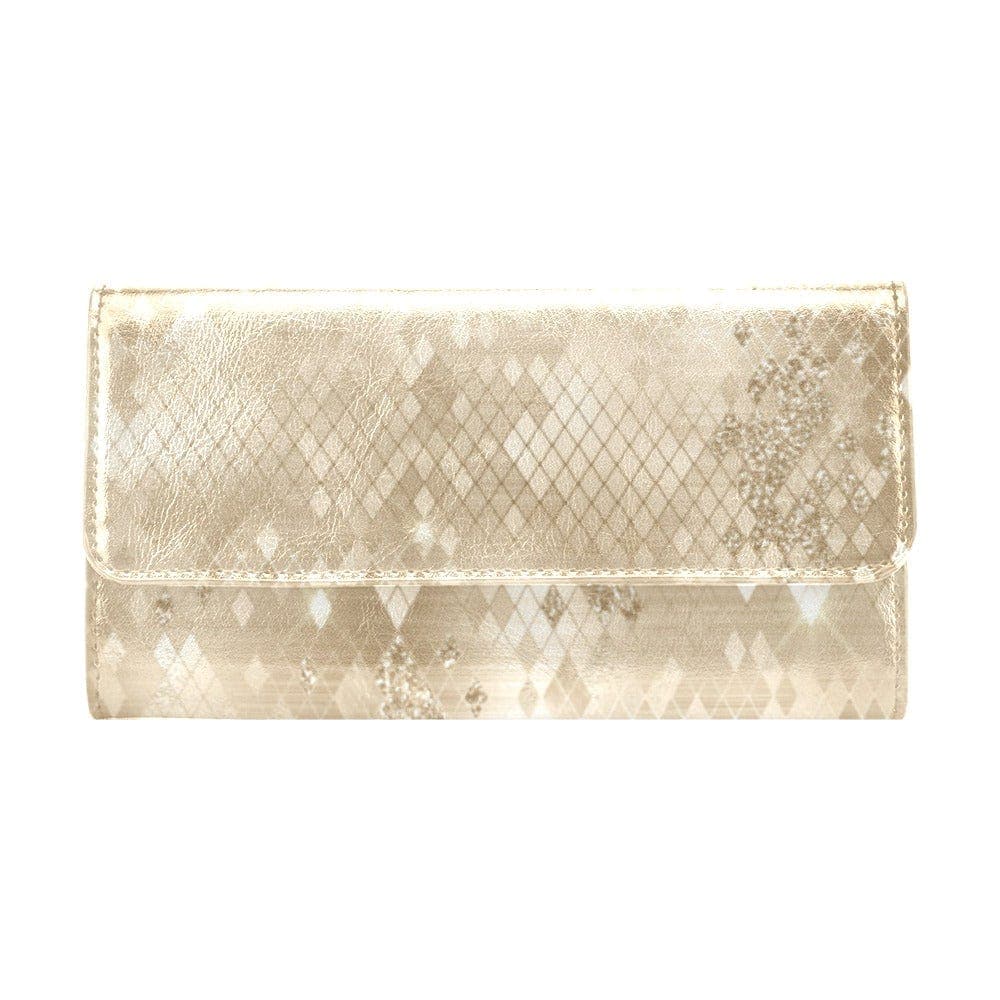 Champagne Colored Snake Skin Print Trifold Wallet