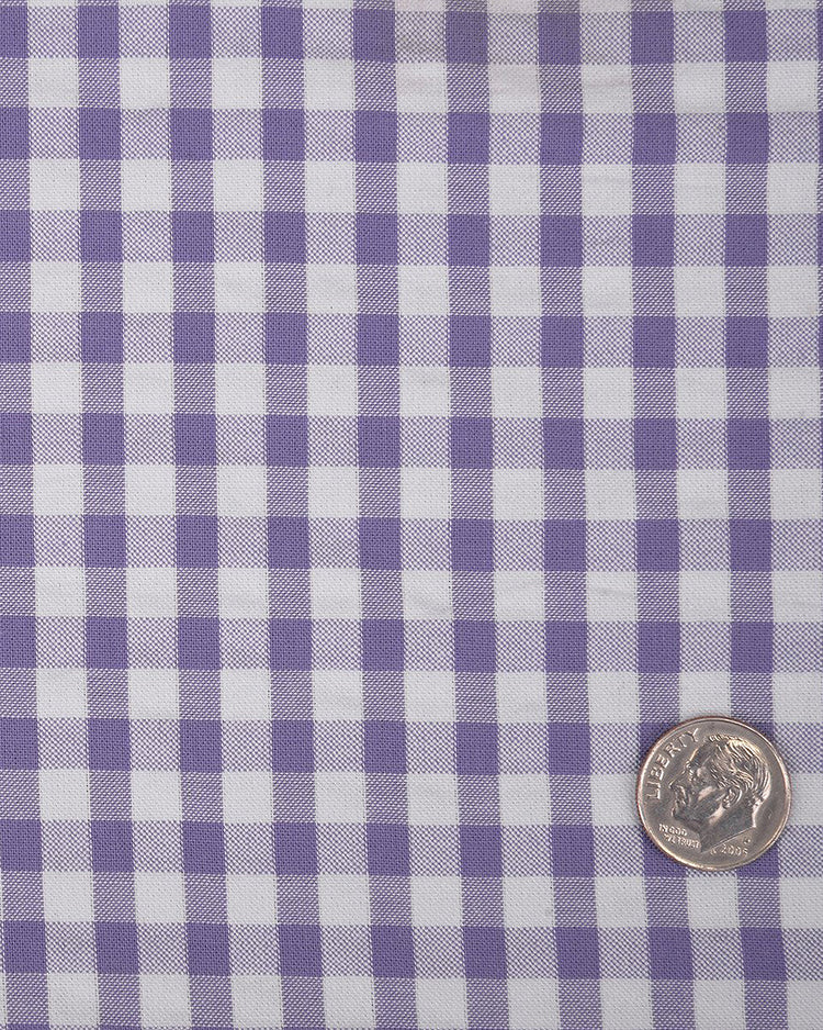 Purple White Gingham Checks Seersucker
