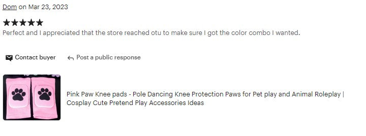 Paw Print Knee Pads Customer 5 Star Review