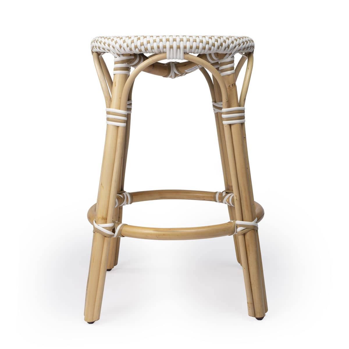 Butler Tobias Beige White Rattan Counter Stool Behind The Bar