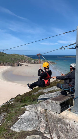 Golden Eagle Zipline with Mini Camper at Durness beach 