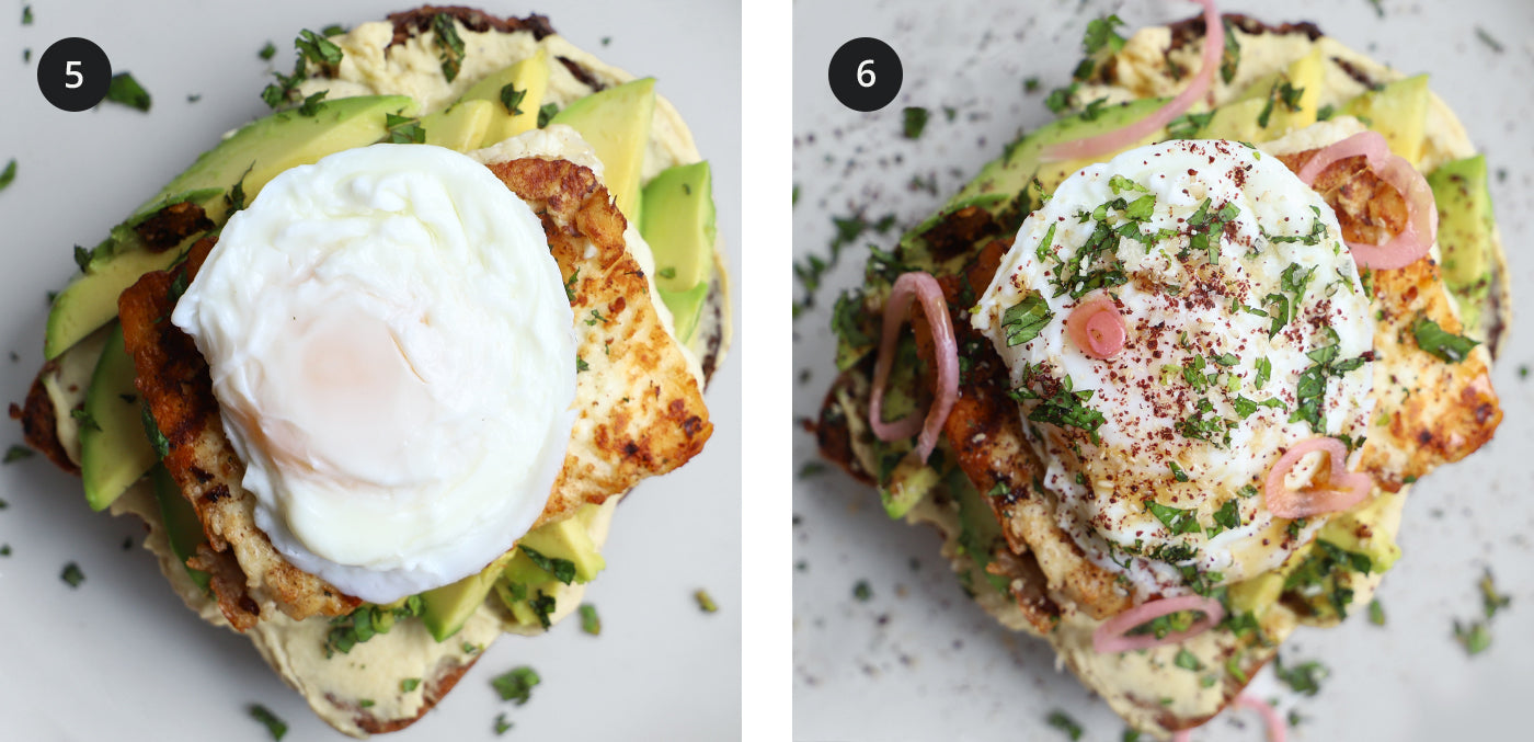 Levantine Avocado Toast steps 5 and 6