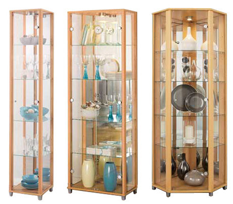 Home Beech Glass Display Cabinets Single Double Or Corner