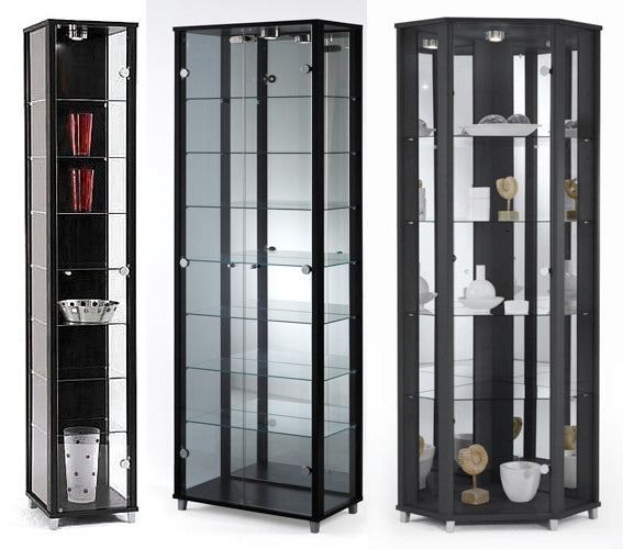 Home Black Glass Display Cabinets Single Double Or Corner