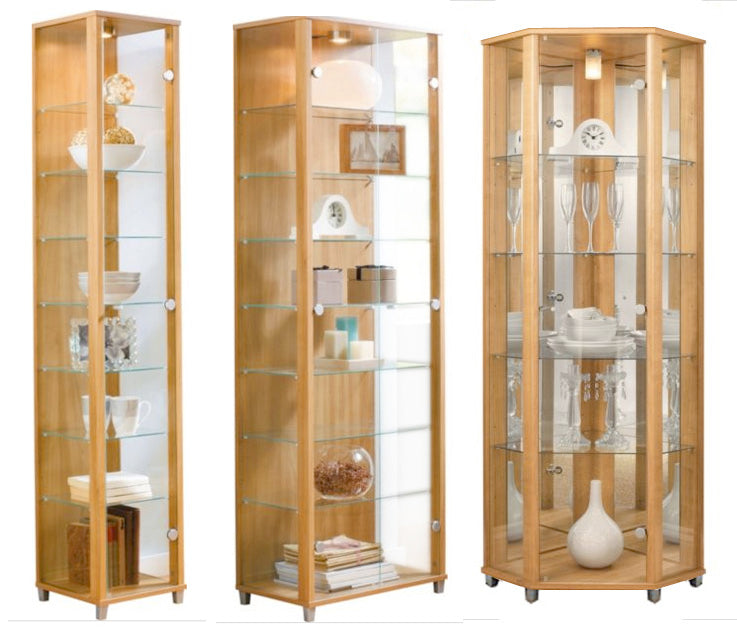 Lockable Oak Effect Glass Display Cabinets Display Cabinets Uk