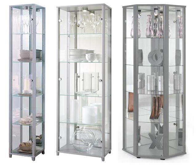 home silver glass display cabinets: single, double or corner