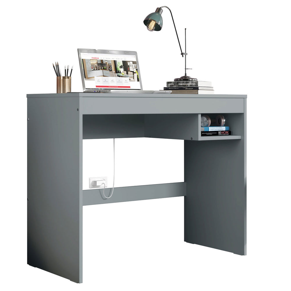 compact grey desk