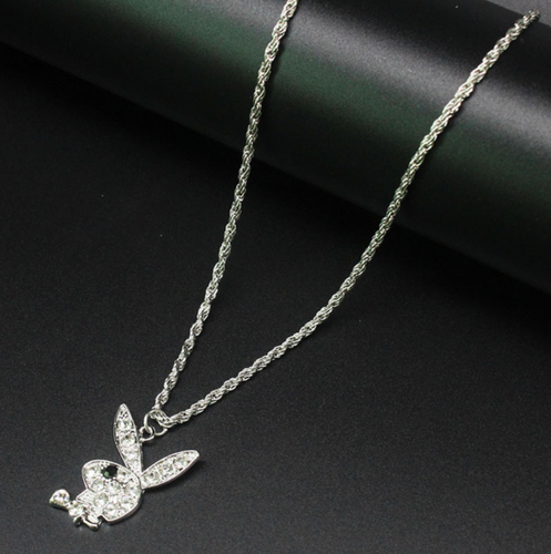 Playboy Lock Necklace, silver lock necklace with