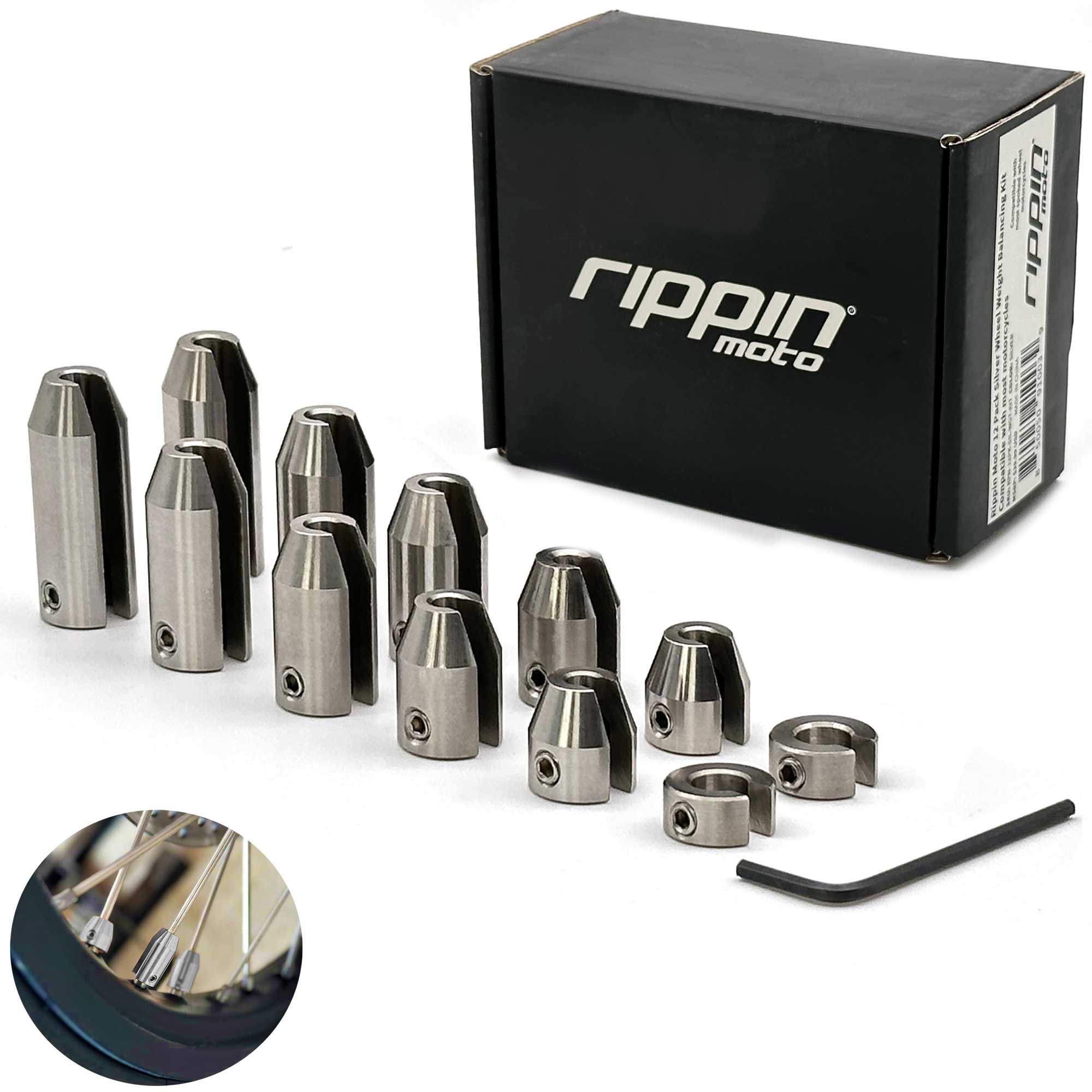 Rippin Moto 12 Pack Spoke Wheel Weights (Nickel Finish)