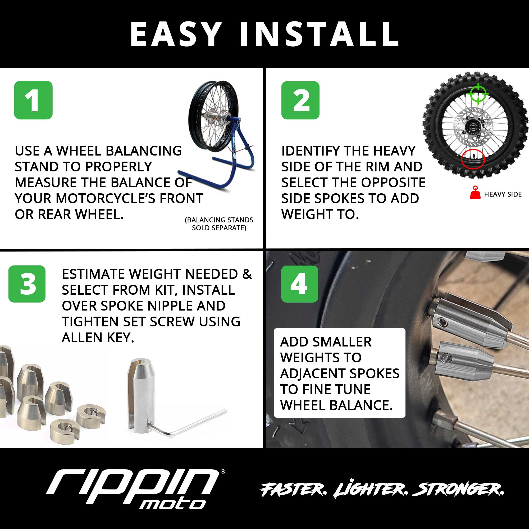 Rippin Moto 12 Pack Spoke Wheel Weights (Nickel Finish)