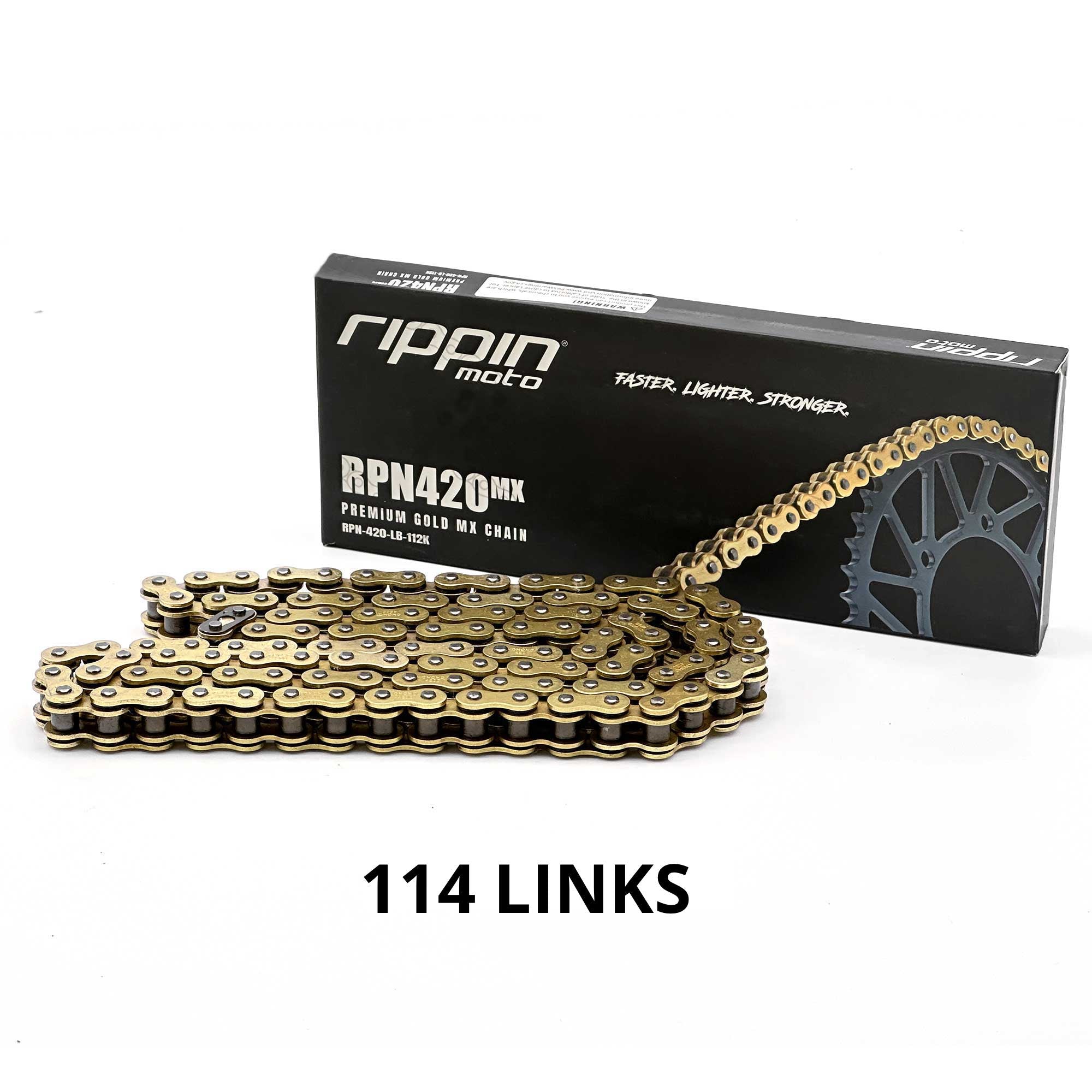 Rippin Moto RPN420MX Premium Gold MX O-Ring Chain for Surron Light Bee X, Segway X160 X260 & Talaria Sting