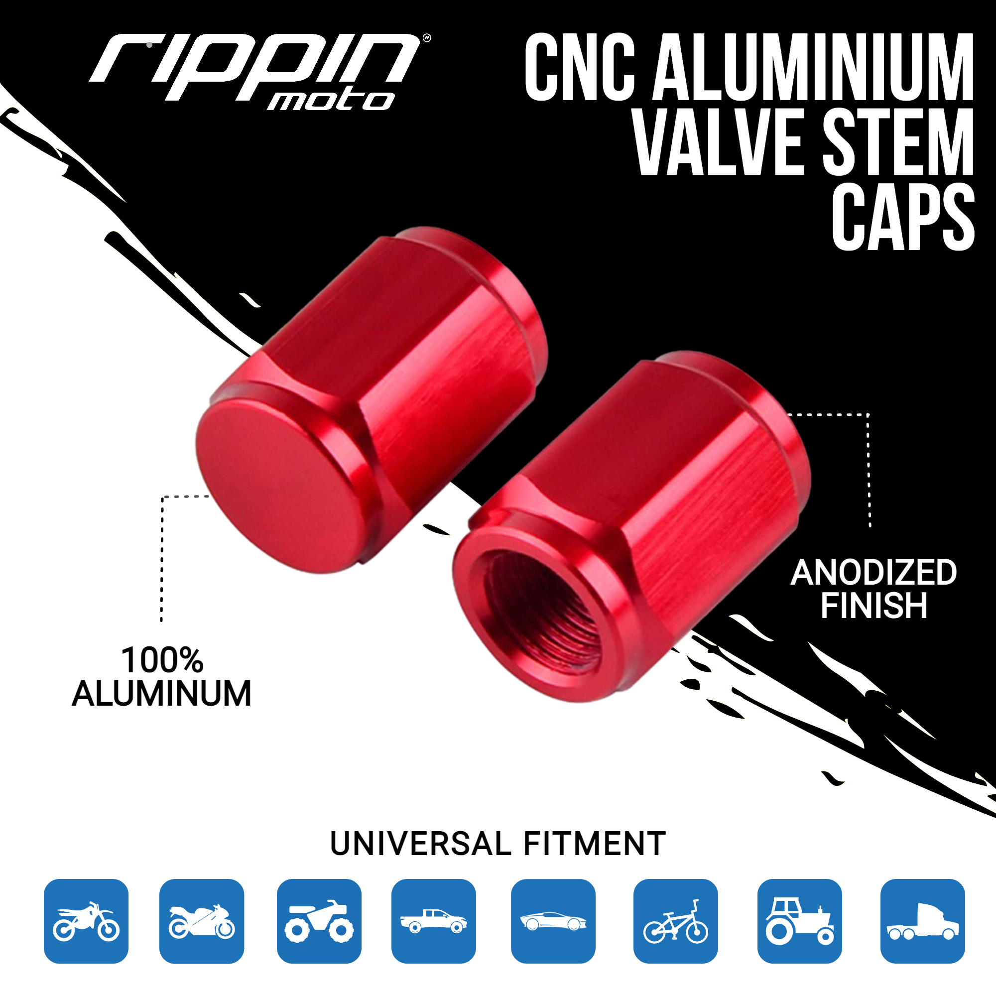 Rippin Moto CNC Billet Valve Stem Caps