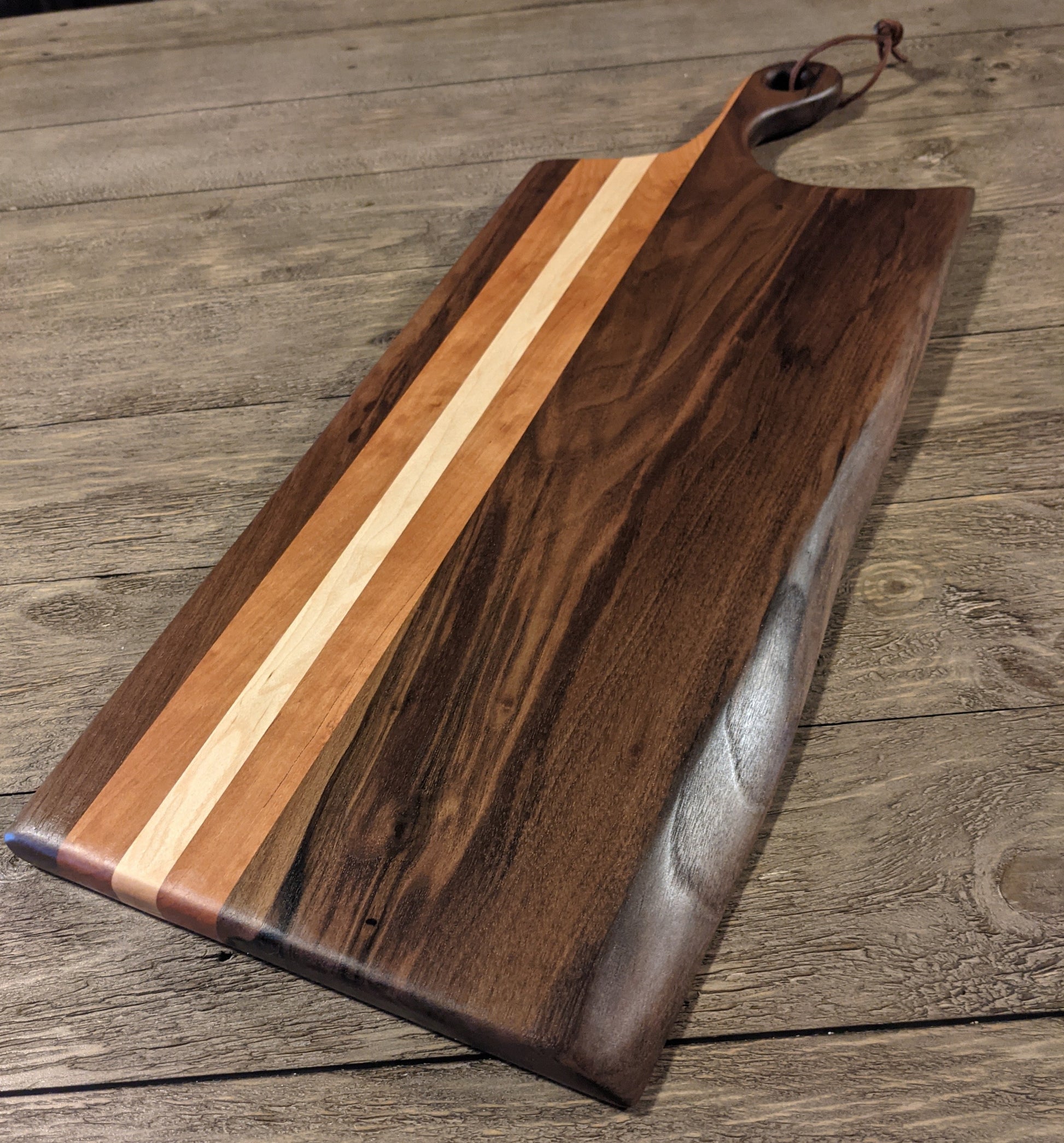 Curly Cherry Charcuterie Board with Industrial Handles