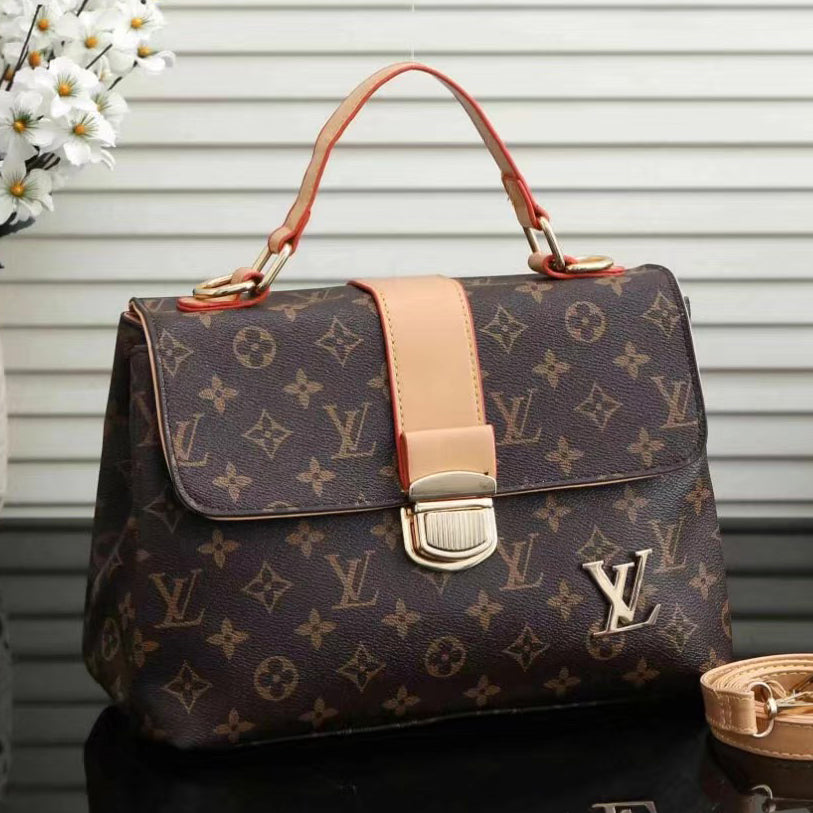 LV Louis Vuitton stitching color letter handbag shoulder bag mes