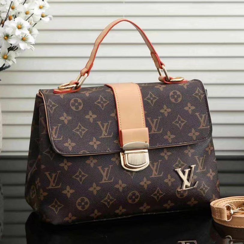 LV Louis Vuitton stitching color letter handbag shoulder bag messenger bag cosmetic bag White tartan