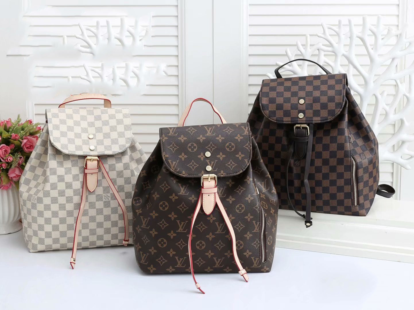 Louis Vuitton LV Classic Drawstring Backpack Fashion Lady Handbag Retro Small School Bag