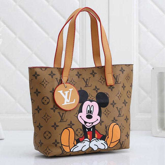 LV Louis Vuitton letter cartoon print shopping handbag shoulder bag