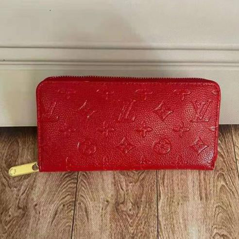 LV Louis Vuitton Classic Embossed Letters Solid Color Clutch Long Wallet Bag