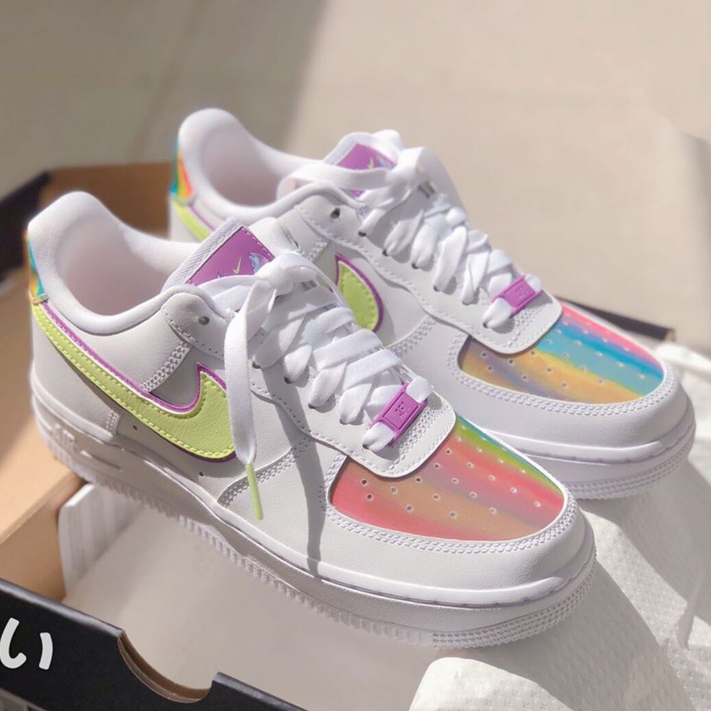 Nike Air Force 1 hot sale women's colorful gradient thick sole shoes