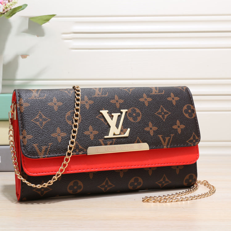 Louis Vuitton LV classic fashion ladies stitching leather cosmetic bag, messenger bag, chain bag