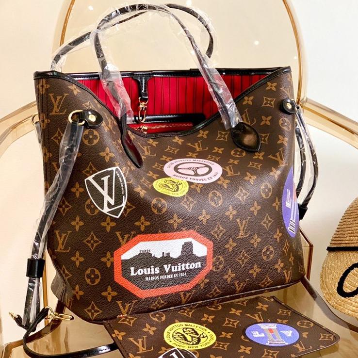 LV Fashion New Monogram Floral Print Leather Shoulder Bag Handba