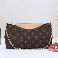 LV Louis vuitton fashion pearl diamond bee more letter print leather chain  handbag shoulder bag crossbody bag