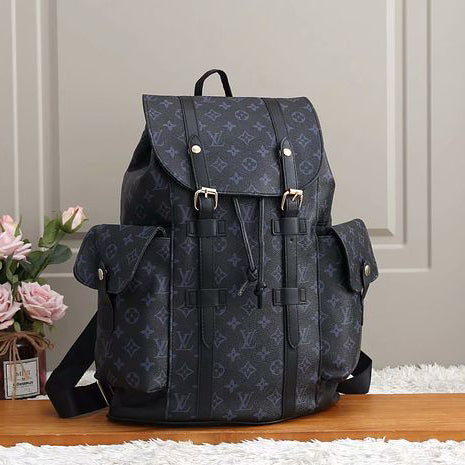 louis-vuitton leather black backpack for men