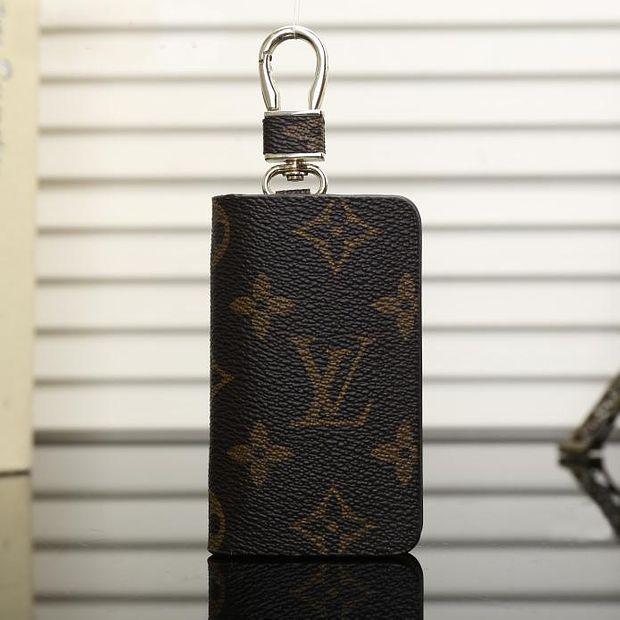 Louis Vuitton LV Fashion Leather Zipper Car Key Wallet Case Cove