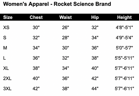 Team USA Size Chart Rocket Science — USA Triathlon Store