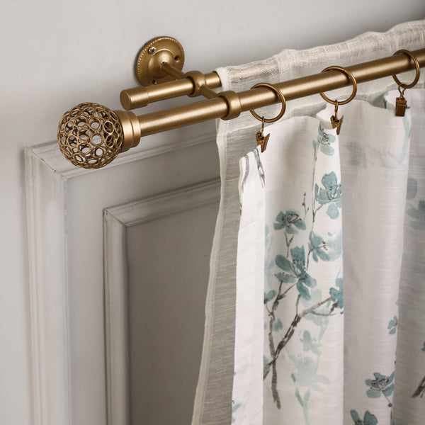 REGAL METAL FINIAL EXTENDABLE DOUBLE CURTAIN ROD GOLD 19MM